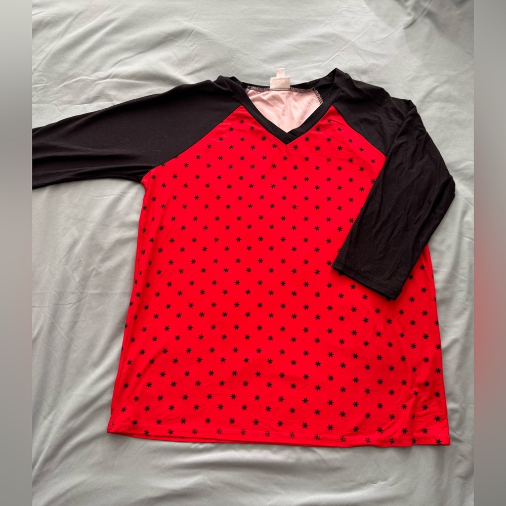 Red and Black Star Patterned Shirt